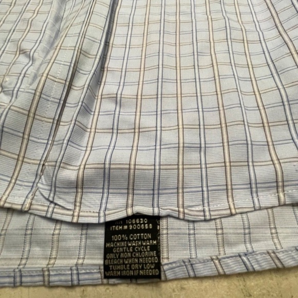 Hathaway Platinum 100% Cotton Men's Blue Plaid Dress Shirt 17-17 1/2, 35-36 - Picture 5 of 5